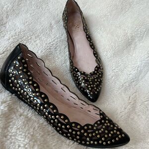 8 Vince camuto Black Flats with Gold studded Accents